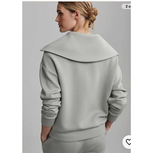 Varley Yates Half Zip Double Soft Sweat Shirt Green Sea Grass Medium VAR01657 - Picture 2 of 9